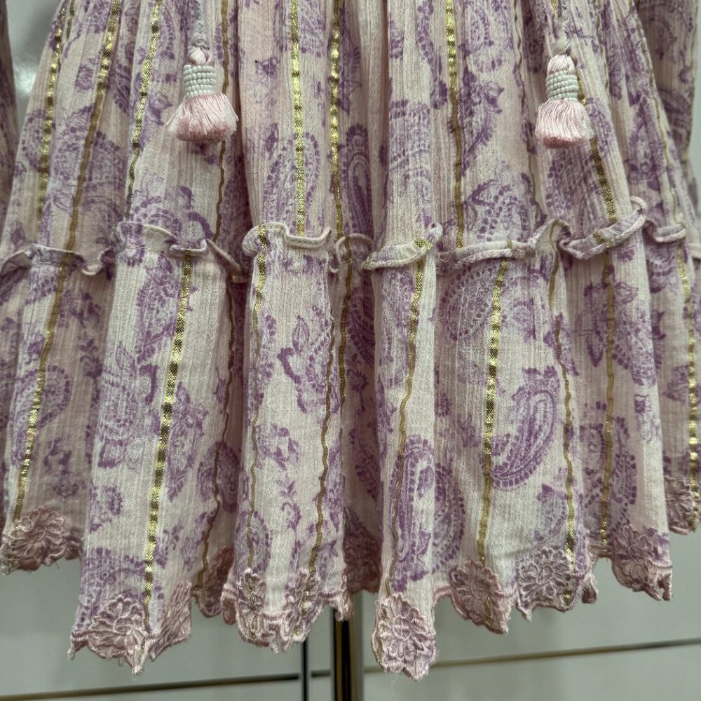 Hemant and Nandita Sequin Paisley Print Purple Mini Dress Size L - Picture 6 of 17